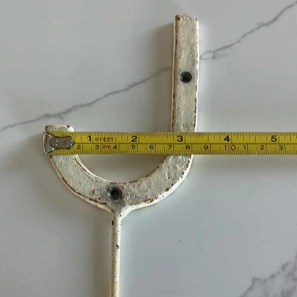 J initial chippy rusty paint metal hook vintage inspired